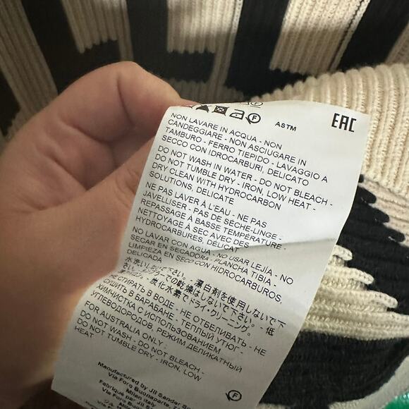 NEW Jil Sander Men's Graphic Turtleneck Cream Ivory Sweater Size 52 - Picture 7 of 10